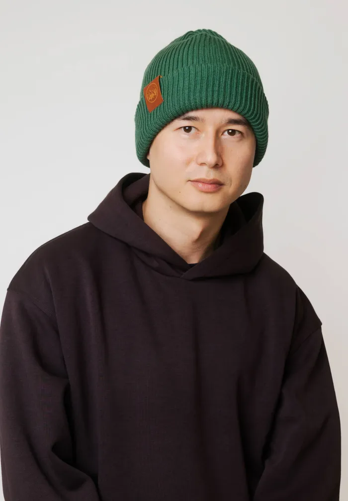 Sage green organic cotton winter beanie