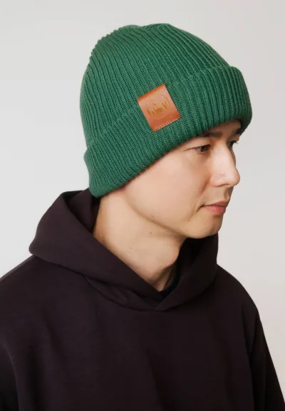 Sage green organic cotton winter beanie
