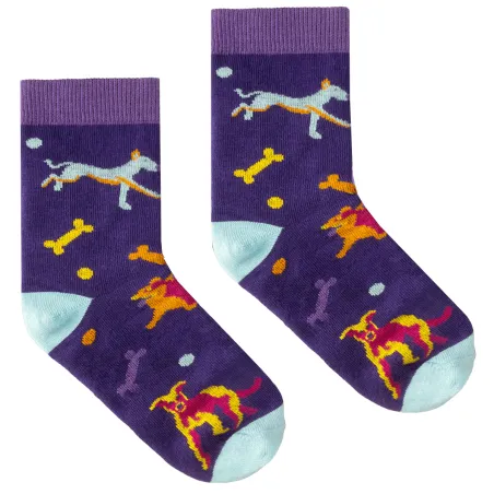 Kids socks purple Dogs organic cotton