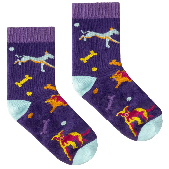Kids socks purple Dogs organic cotton