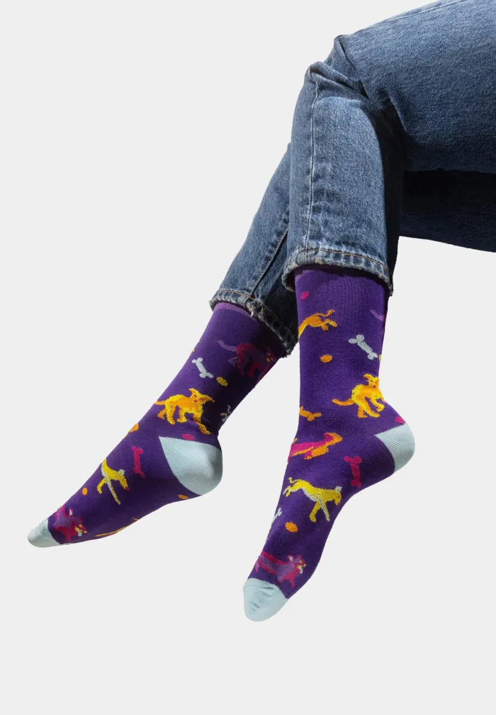 Socks organic cotton purple Dogs