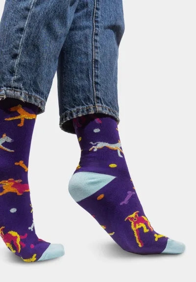 Socks organic cotton purple Dogs