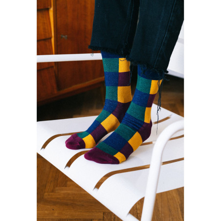 Tricolor checker socks