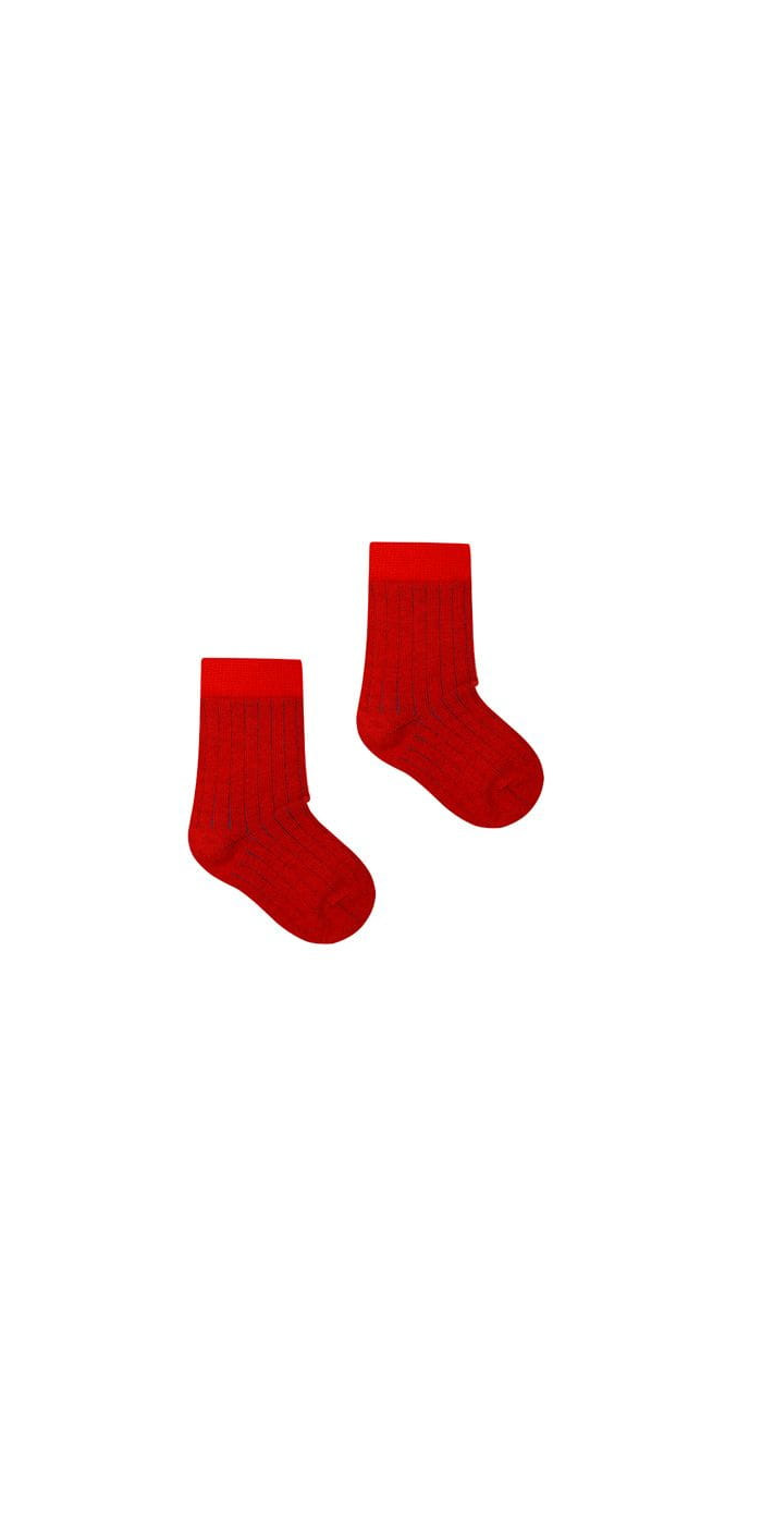 Kids socks ribbed red with dark blue elastane