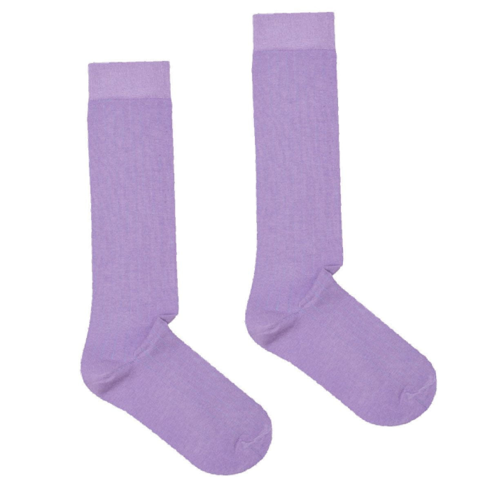 Lilac knee socks with light blue elastane